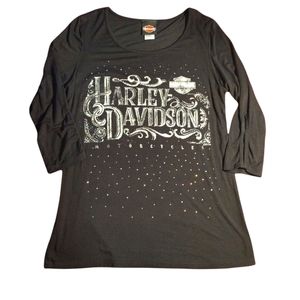 Harley Davidson ladies black and rhinestone Medium Top